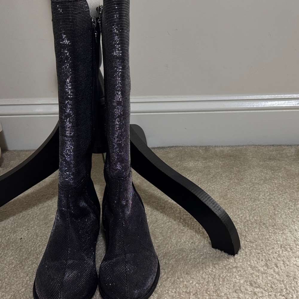 Stuart Weitzman Black Sparkle Over-the-Knee Boots